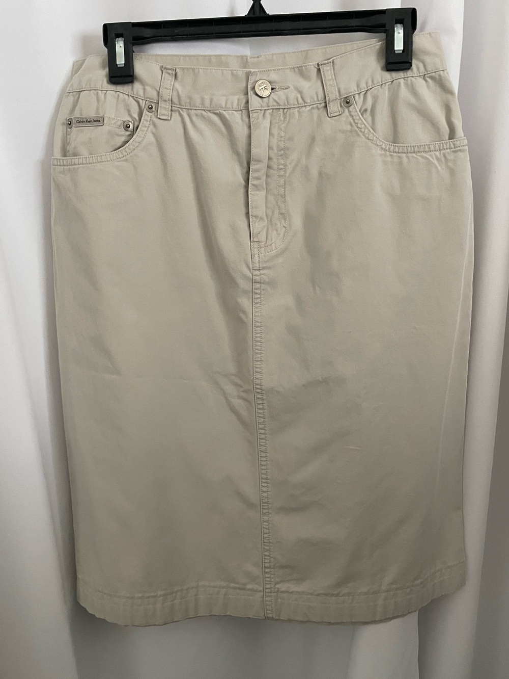 Classic Beige Cotton Blend Skirt - Calvin Klein